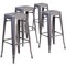 Flash Furniture 30'' High Backless Clear Coated Metal Indoor Barstool, Square Seat, PK4 4-XU-DG-TP0004-30-GG - alternate 2